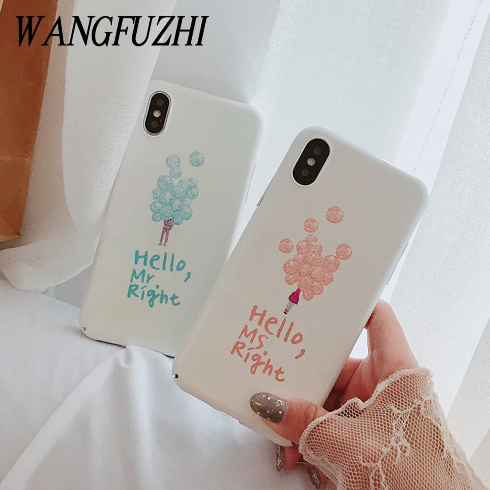 WANGFUZHI Mr и Г. правой ёлки узорчатой чехол для iPhone X 6 6s плюс 7 8 матовый жесткий