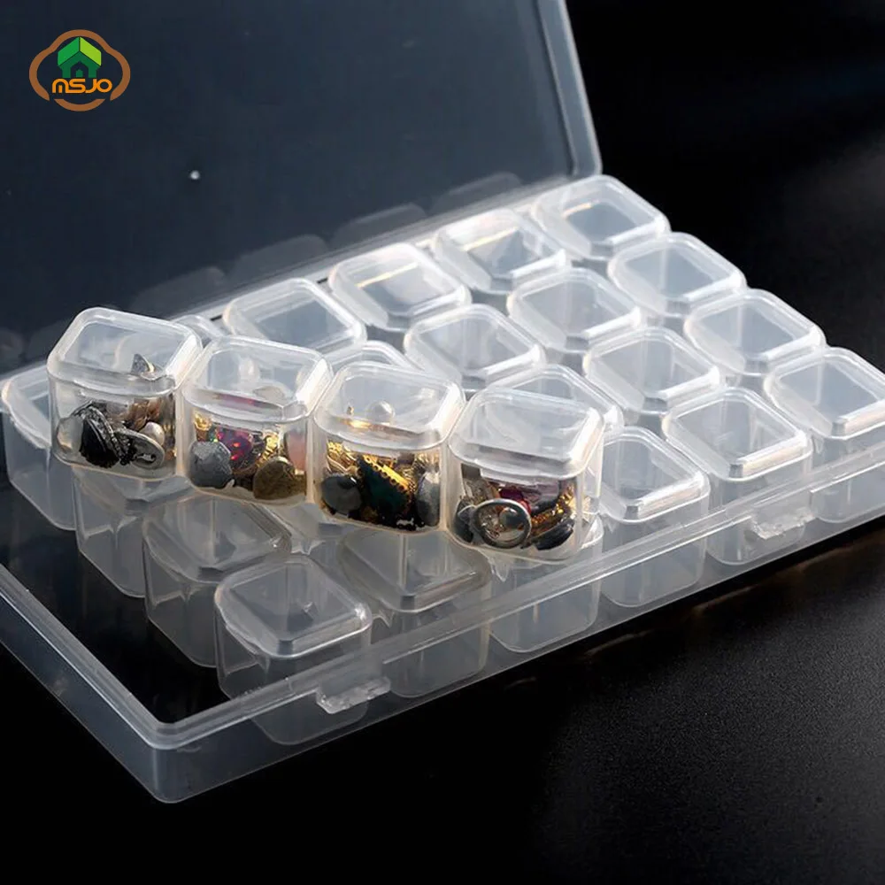 Msjo Makeup Organizer Box 28 Lattice Jewelry Plastic Box Earring