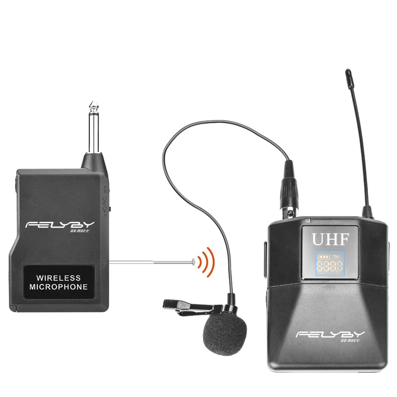 FELYBY Профессиональный UHF Беспроводной конденсаторный микрофон Lavalier для