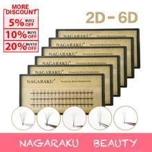 NAGARAKU 0,07 2D-6D термоклееные предварительно сделанные объемные вентиляторы из искусственной норки предварительно сделанные русские Объемные Накладные ресницы накладные ресницы