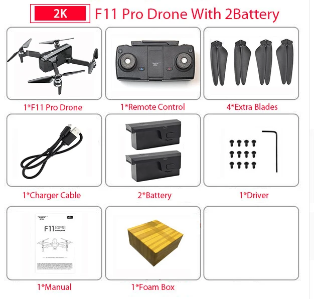 SJRC F11 PRO gps Дрон с Wifi FPV 1080 P/2 K HD камера F11 бесщеточный Квадрокоптер 25 минут время полета складной Дрон Vs SG906 - Цвет: PRO 2B F