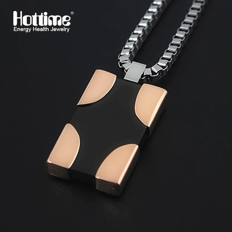 

Hottime Men's Fashion Stainless Steel Square Pendant Necklace 30029, 24" Chain