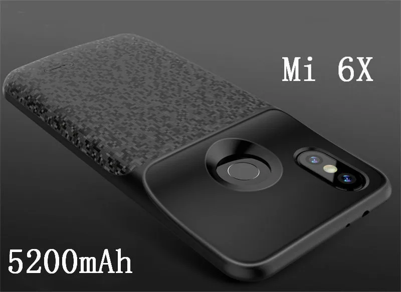 Leioua 5500 мАч чехол для зарядного устройства для Xiaomi Mi6 Внешний чехол для зарядного устройства резервный внешний аккумулятор 5200 мАч для Xiaomi MI6X чехол - Цвет: Mi6X-Black