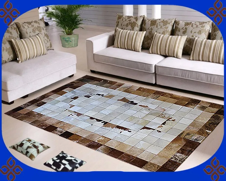 Fashionable art carpet 100 natural genuine cowhide leather water