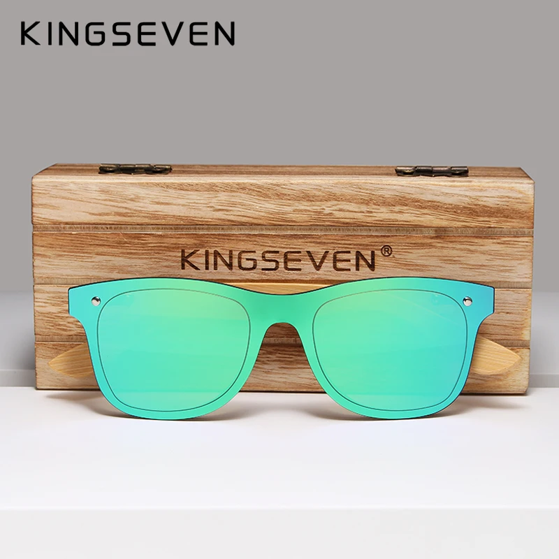 KINGSEVEN Bamboo Polarized Sunglasses Men Wooden UV400 Sun glasses Women Brand Original Wood Glasses Oculos de sol masculino