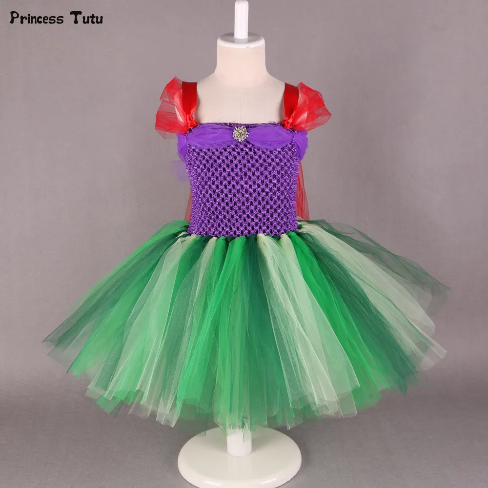 Little Mermaid Tutu Dress Girl Kids Cosplay Princess Ariel Dress
