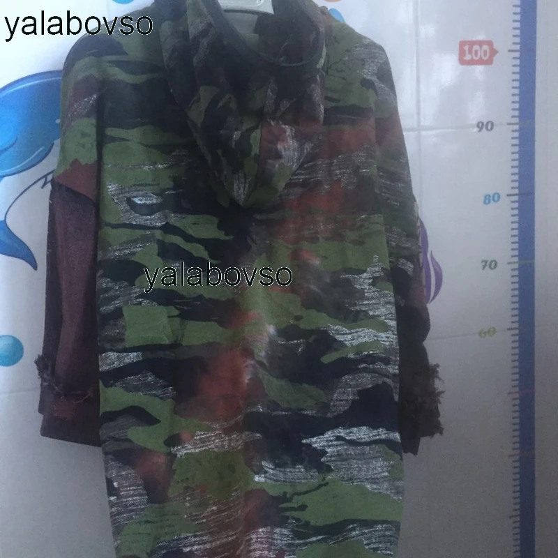 Модные свободные камуфляжные толстовки в стиле хип хоп с Боковым Разрезом