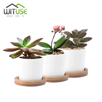 

WITUSE home Ceramic micro Round garden mini Flowerpots juicy plant vase Nursery flower pots container small bonsai pot 6.5*5.8cm