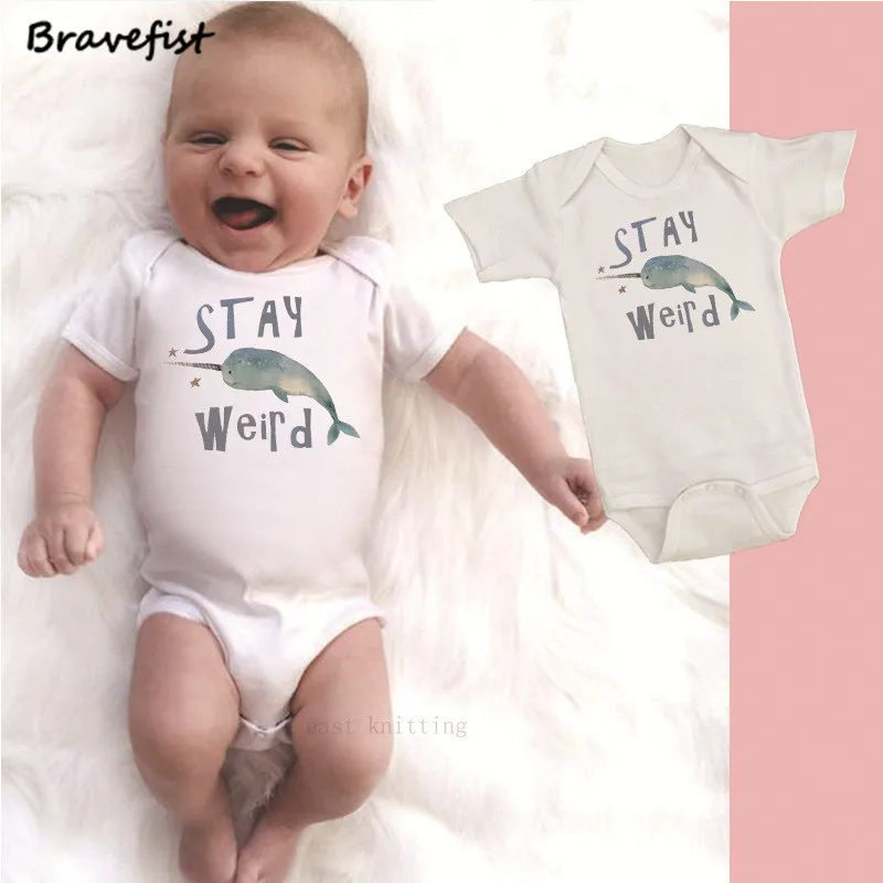 Infant Baby Girl Boy Cute Narwhal BodysuitRomper Jumpsuit Short Sleeve Bodysuit Tops Clothes