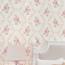 Warm Pastoral Non-woven Wallpaper 3D European Flower Bedroom Living Room TV Background Wall Paper Thickening beibehang thick version of the vertical striped wallpaper warm living room bedroom pastoral non woven tv background wallpaper