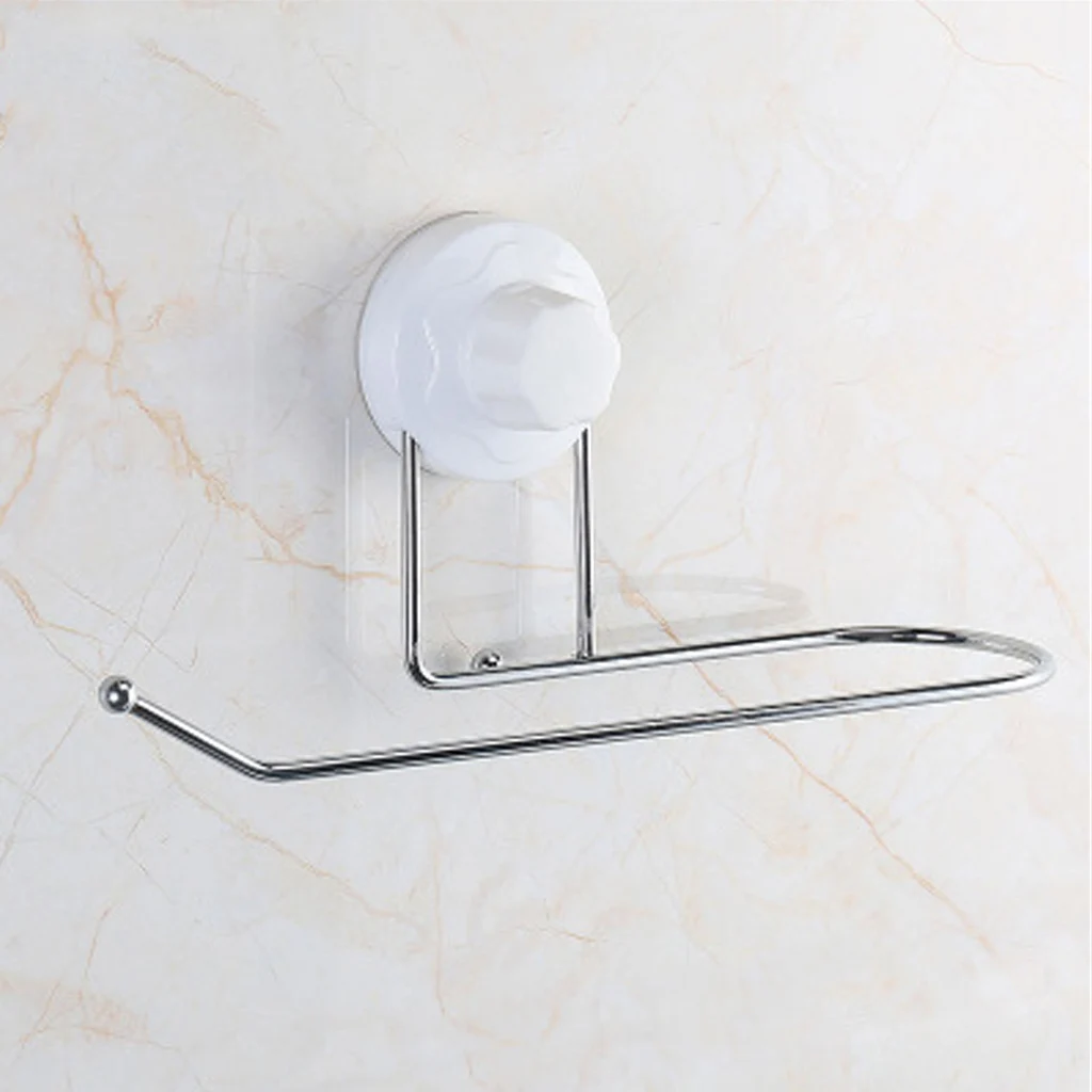 

2018 Suction Cup Roll Holder Wall Mounted Metal Alloy Bathroom Towel Organizer Hanger