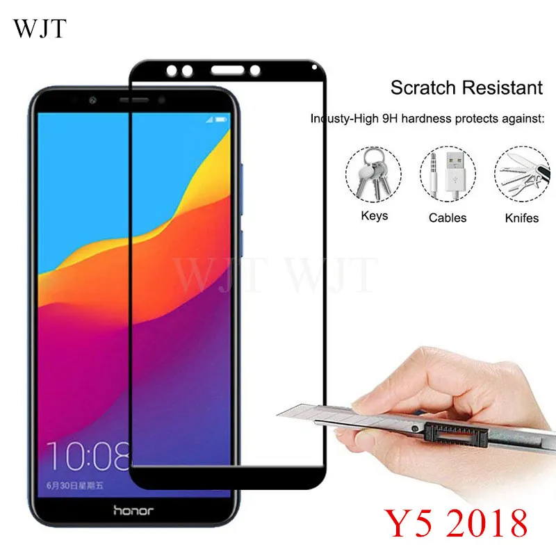 

Y5 2018 Full Cover Tempered Glass For Huawei Y5 Prime pro 2018 DRA-L21 LX3 L02 L22 LX2 DUA-L22 5.45" Protective Screen Protector