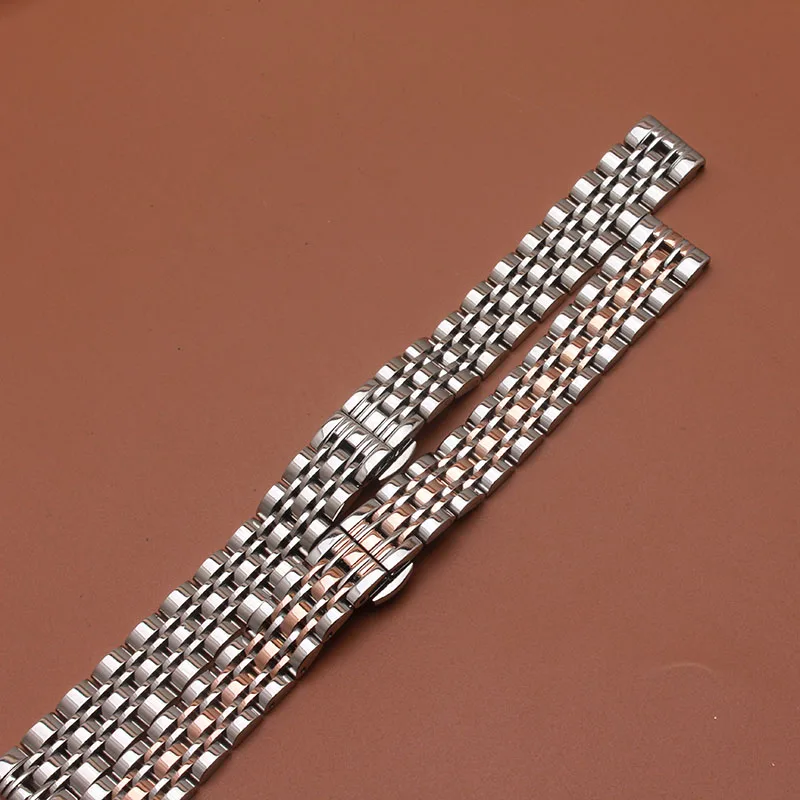 Solid Stainless Steel Watchband butterfly clasp Metal Wristwatches Band rose gold silver 14mm 16mm 18mm 20mm 22mm for lady men