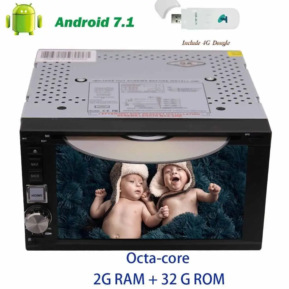 buy 4G dongle+Car Radio Stereo Android 7.1 GPS Navigation 2din Car Head Unit Player Autoradio Bluetooth support OBD2,DAB+,CAMERA