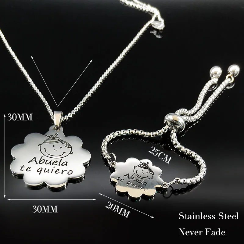 2018 Abuela pulsera de cadena de acero inoxidable collar mujer joyería Color plata joyería juego de joyeria de acero 178634 2018 Abuela pulsera de cadena de acero inoxidable collar mujer joyería Color plata joyería juego de joyeria de acero 178634