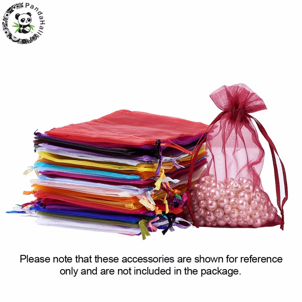 200Pcs 15x10cm Organza Gift Bags Rectangle Mixed Color Drawstring Jewelry Pouch Wedding Favors Cheap Pouches Decoration | Украшения и