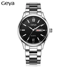 Geya Luxury Brand Quartz Watches Calendar Stainless Steel Men Women Watch Luminous Lovers Waterproof Wristwatch Relogio Feminino