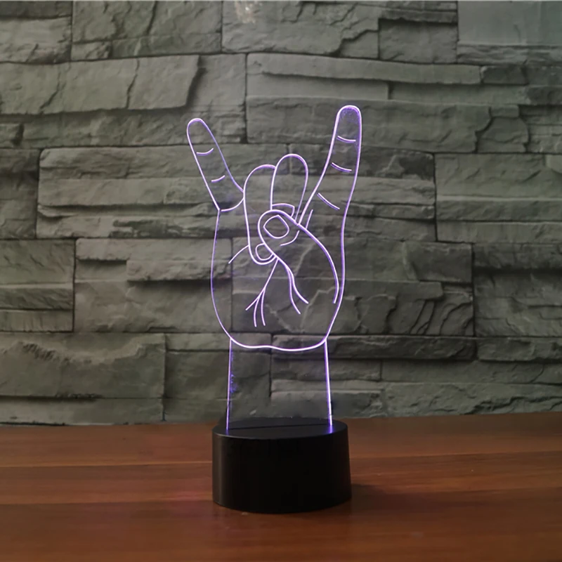 

LED Night Light Colorful 3D Metal Rock And Roll Gestures Atmosphere Desk Lamp Hiphop Lovers Xmas Gifts Bedroom Sleep Light Decor