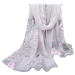 Для женщин мода довольно печати Длинные Мягкий Шифоновый Шарф обёрточная бумага платок палантин шарфы Лидер продаж