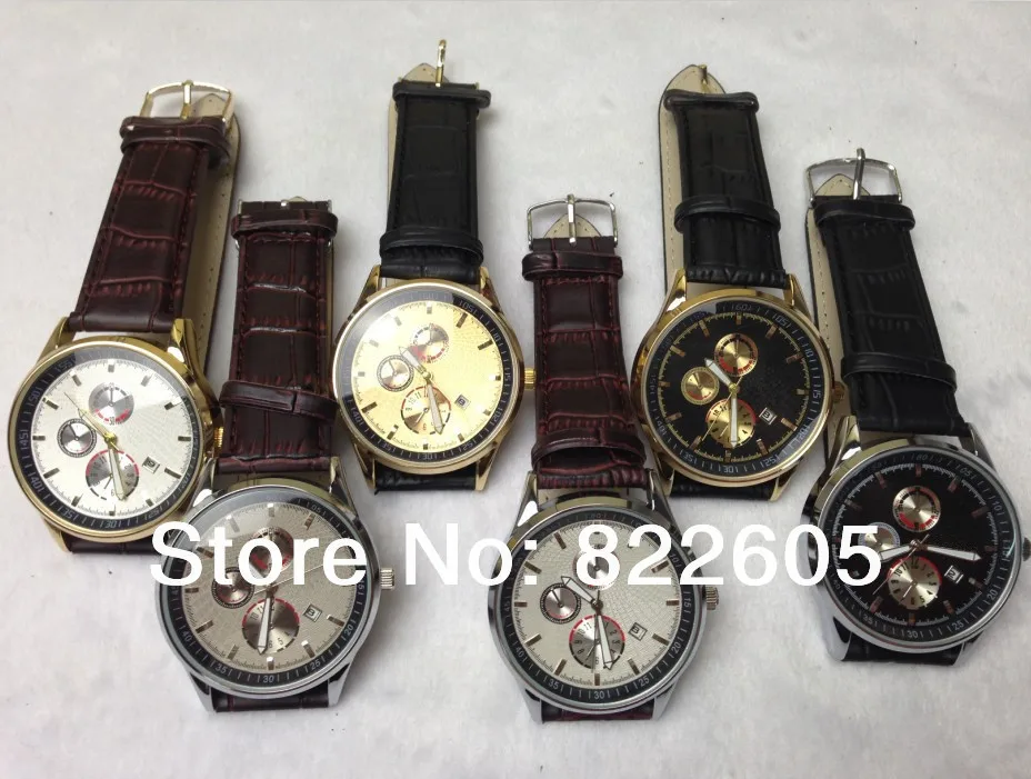Free shipping (10pcs/lot) 2014 New Arrivals Three eyes Calendar Watch Trendy Gift Super Leather Strap Quartz Wristwatch | Наручные часы