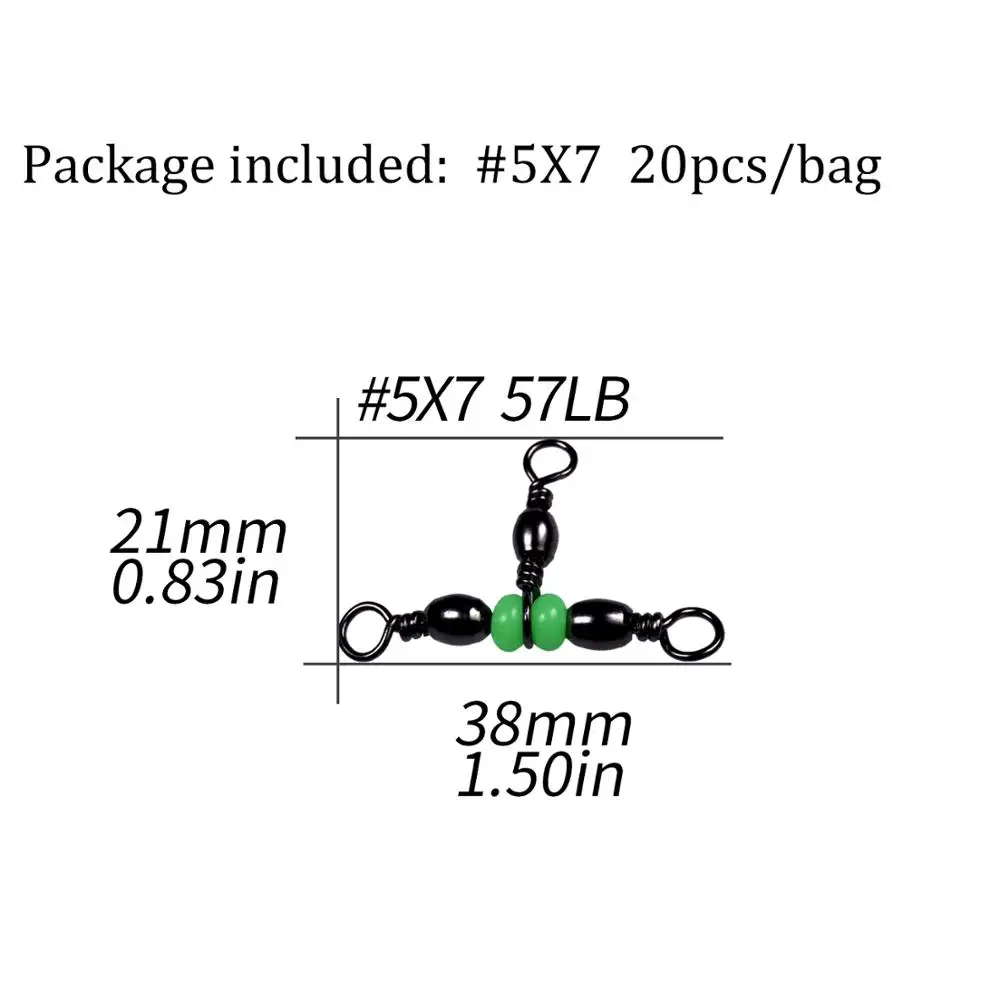 20 шт./лот 3 способ рыболовный баррель поворотный Размер 5x7 Трехходовой Т-образный рыболовный крючок соединитель для приманки для рыбалки снасти - Цвет: 20pcs size 5x7