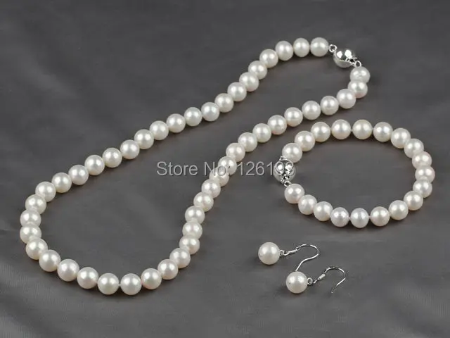 Nice A Grade 8 5 9mm Natural White Freshwater Pearl Necklace Nice A Grade 8 5 9mm Natural White Freshwater Pearl Necklace Bracelet Earrings Set