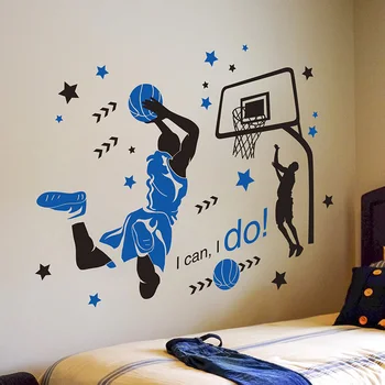 

[shijuekongjian] Basketball Player Dunk Wall Sticker Creative Sports Style Wall Decals for Kids Bedroom Baby Room Decoration
