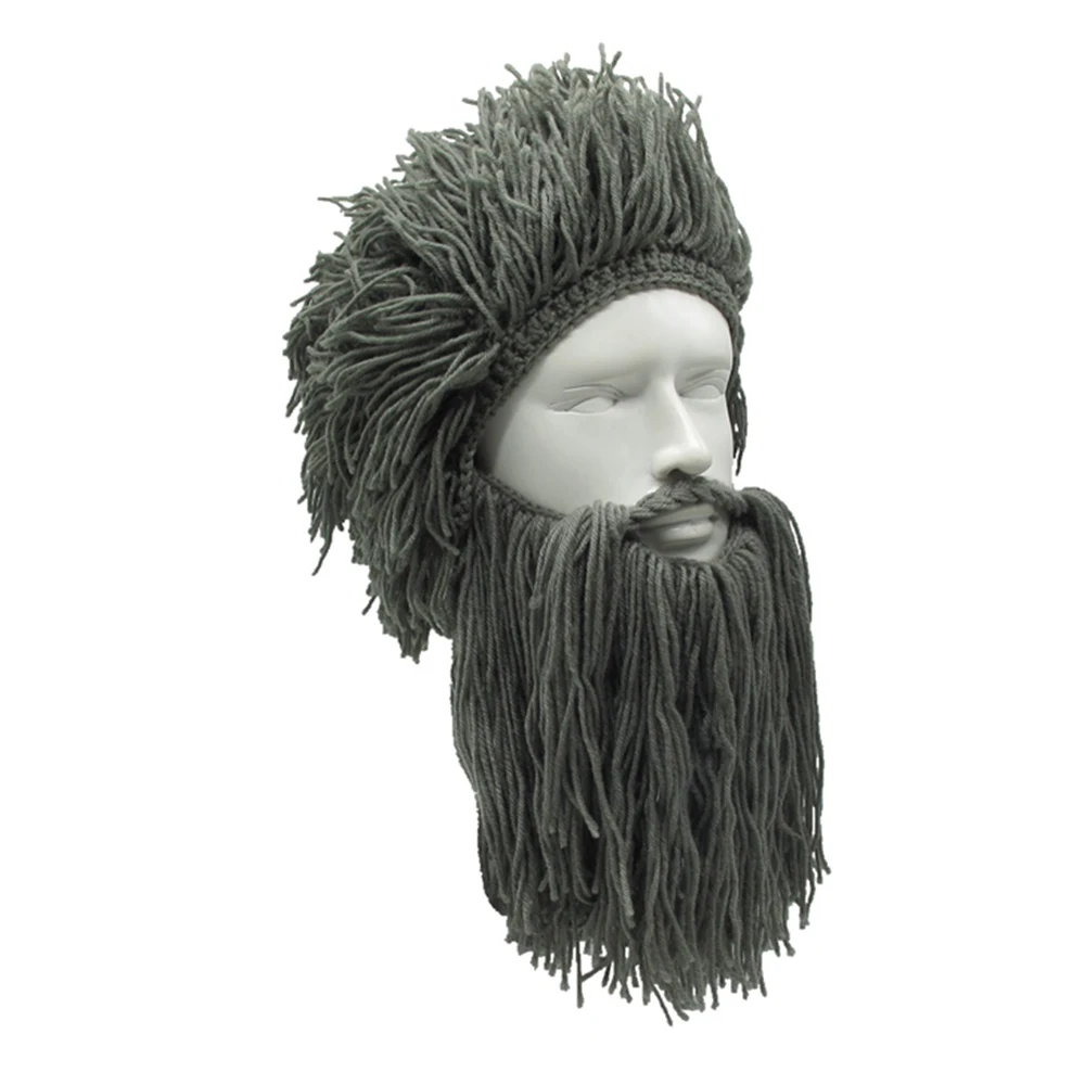Креативная Шапка-бини варвара, костюм для косплея на Хэллоуин, вязаная шапка унисекс с бородой Викинга, зимняя теплая забавная Лыжная маска, шапка