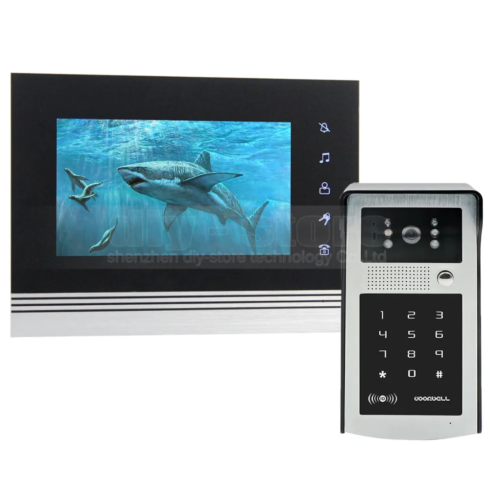 

DIYSECUR 7 inch Touch Button Video Door Phone Intercom Doorbell IR Night Vision HD 300000 Pixels Camera