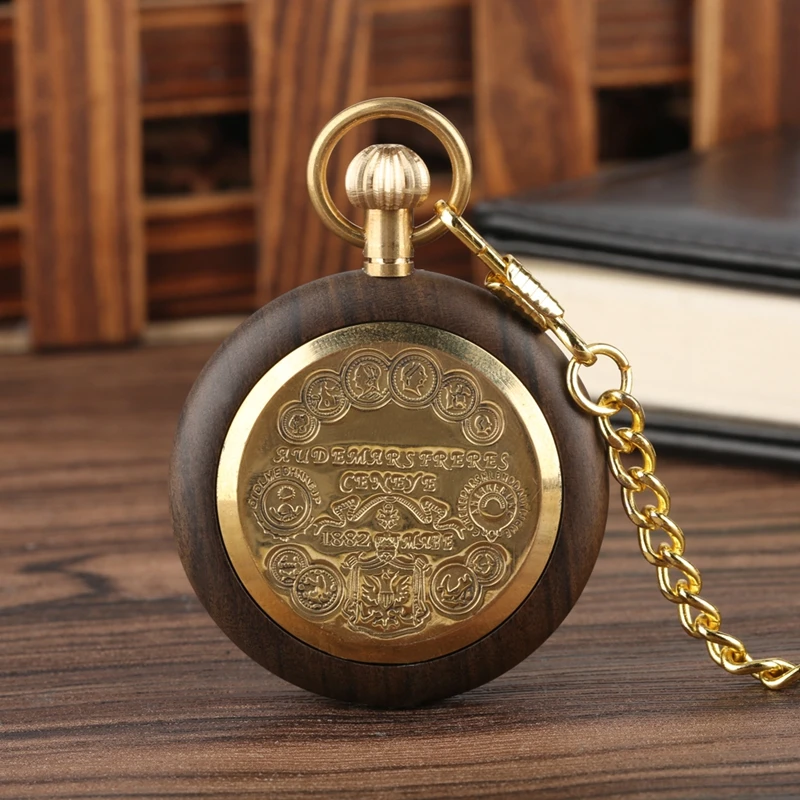 Креативные деревянные часы мужские карманные часы ретро грецкий орех деревянный корпус стандартные круглые циферблат ювелирные