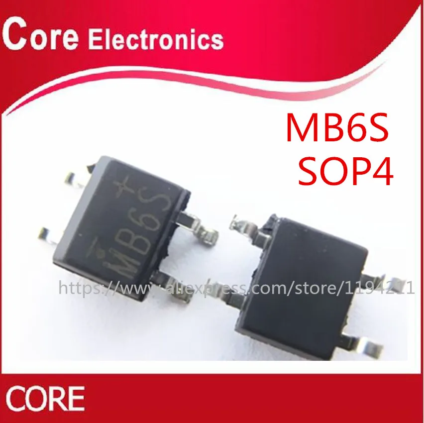 1000 шт./лот MB6S SOP4 IC RECT мост 0.5A 600V MBS 1 LED выпрямителя|Интегральные схемы| |