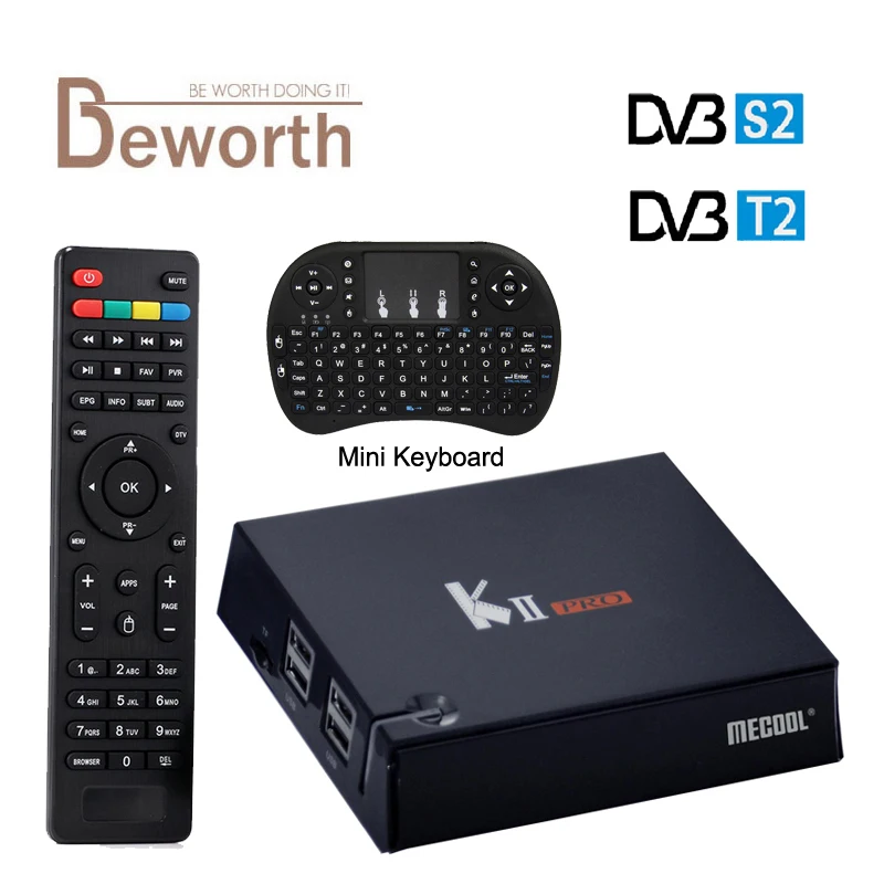 

MECOOL KII Pro DVB-T2 + DVB-S2 Android 7.1 TV Box 2GB/16GB Amlogic S905 Quad-core 4K 2.4&5G Wifi Bluetooth KIIpro Set Top Box