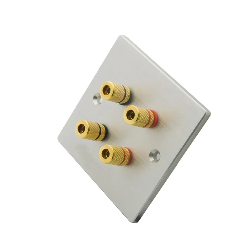 New Aluminum 4 Ports Speaker Banana Sound Box Wall Plate 86X86 Wall SocketElectrical Plug