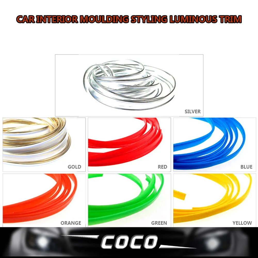 

3M 9.8ft 118" Car Interior Styling Grille Vent Rim Moulding Console Panel Decoration Decorative Trim DIY Strip Luminous Red Line