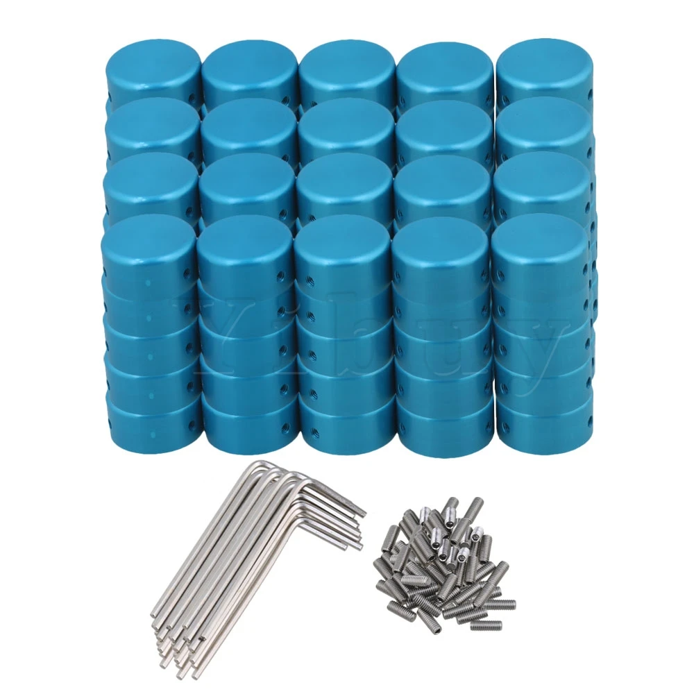 

Yibuy 100pcs Guitar Effects Parts Stomp Switch Pedal Box Foot Metal Blue Knob