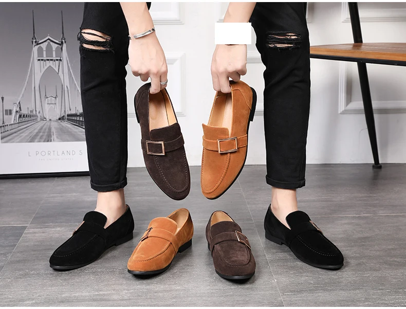 Mens Casual Shoe Business Mens Shoes Formal Leather Black Slip-on Men Loafers Dress Shoes Breathable PU Suede Driving Shoe Brand (3)