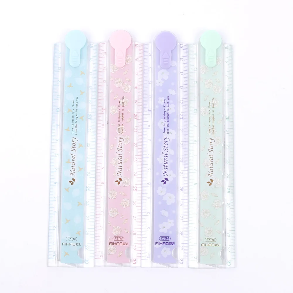 

30cm Natural Story Folding Plastic Ruler Drawing Templates Stationery School Supplies Gift For Kids Office School Supplies