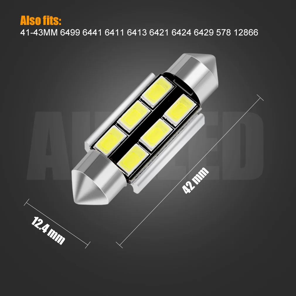 10 шт. 42 мм супер яркий фестон светодиодный светильник 6411 12866 купольный свет 5730 6SMD ксеноновый белый 6000 K карта света 41 мм 43 мм 6441 578