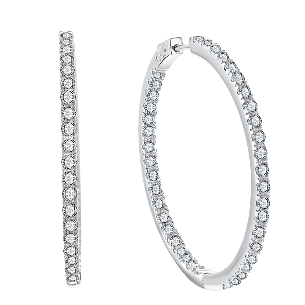 

44mm S925 silver Hoop Earrings for women big circle party earring setting AAA cz earrings fashion jewelry Free shipping