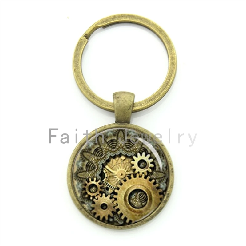 Паровые часы в стиле панк, цепочка для ключей, винтажные полосатые роскошные часы, брелок для ключей в стиле стимпанк, мужские ювелирные изделия, подарок KC609