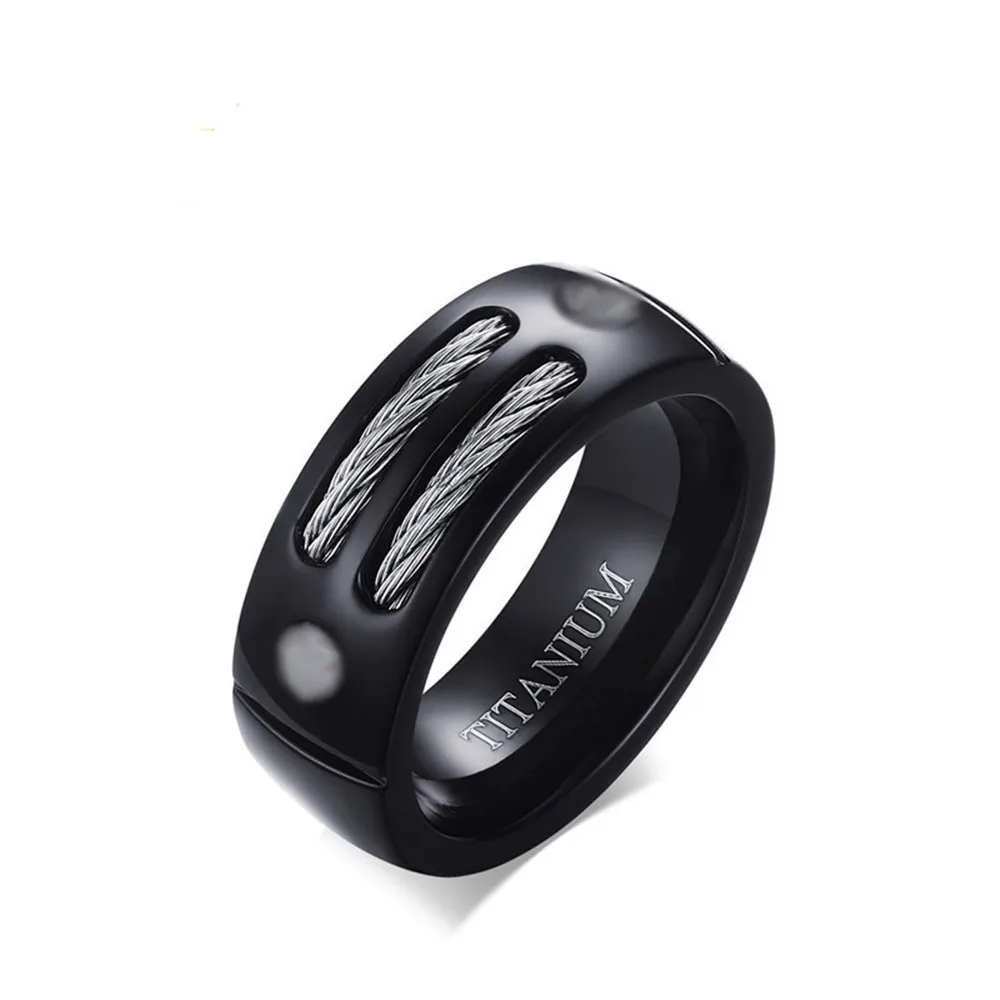 8MM wire polishing titanium black ringtitanium black ringsblack