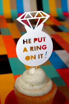 

He Put A Ring On It engagement cupcake topper wedding food pick bachelorette bridal shower party decorations