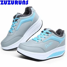 Для женщин зимние кроссовки для бега качели на платформе дышащие плюшевые женская спортивная обувь увеличивающие рост кроссовки zapatos mujer