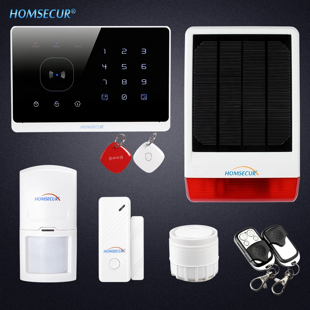 HOMSECUR lcd Беспроводная gsm-система с автонабором домашняя офисная охранная сигнализация + Приложение