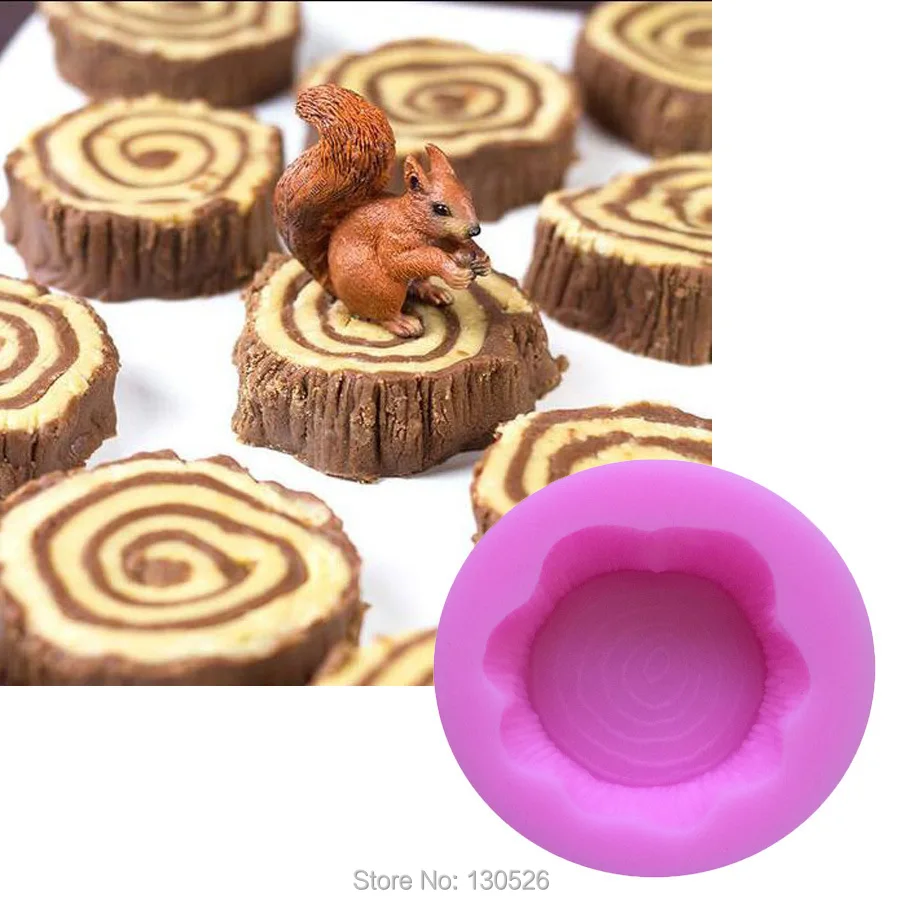2Pcs 3D Tree Stump Silicone Mould Chocolate Fondant Cake Topper Mold Decor QK 