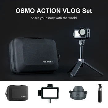 

PGYTECH OSMO Action Vlog Set Lens Sun Hood Cap+P Carrying Case+Tripod Selfie Stick+ Cage For DJI OSMO Action Camera Accessories