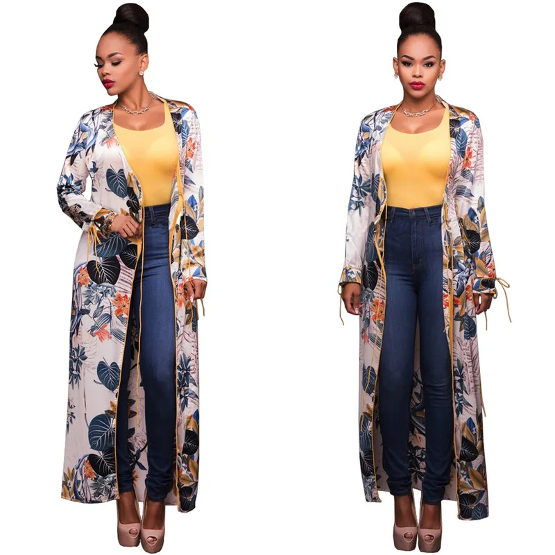 

European and American fashion long sleeved cardigan coat Printing swimsuit