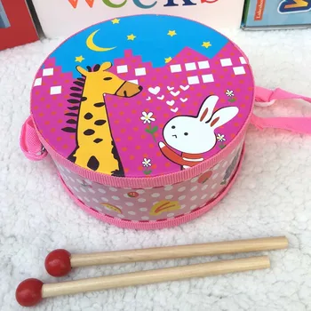 

Wooden Baby Cartoon Hand Double-sided Drum Puzzle Educational Toys Musical Educational Toy Instrument For Gift