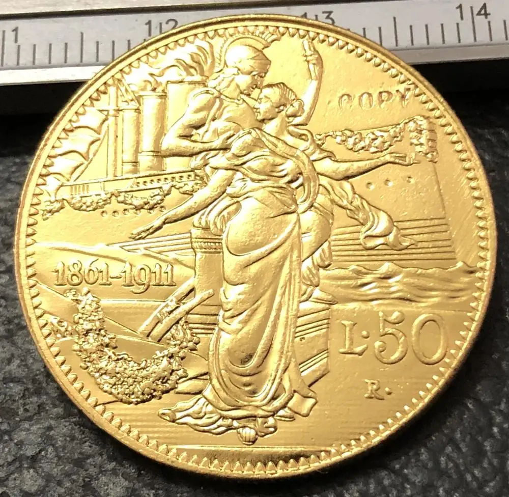 1911 Itlay 50 Lire Золотая копия монеты