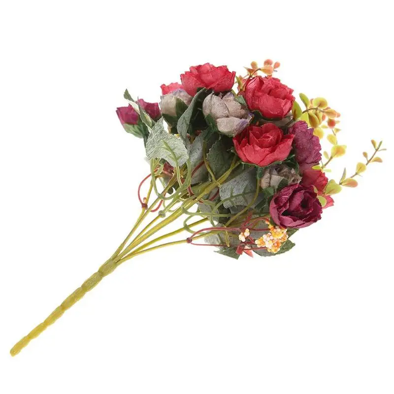 21 голова букет шелковые искусственные цветы розы Букет Искусственные цветы для дома Свадебные украшения Комнатные цветы